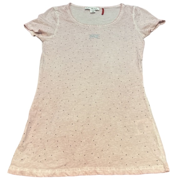 Y2K PARASUCO women's slim pink rhinestone tee, size small. - Picture 3 of 3
